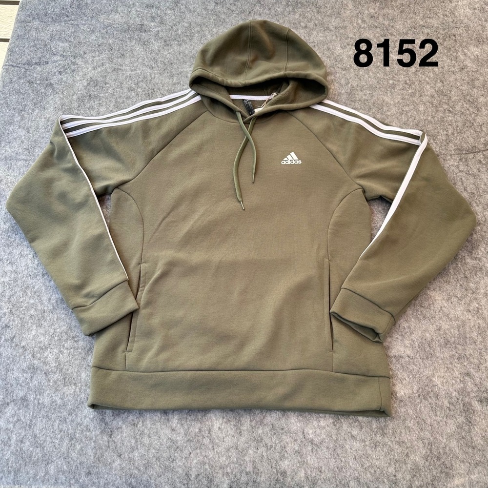 Adidas M 3S FL Hoody Legacy Green Fleece Pullover Sweatshirt H44055 Mens M